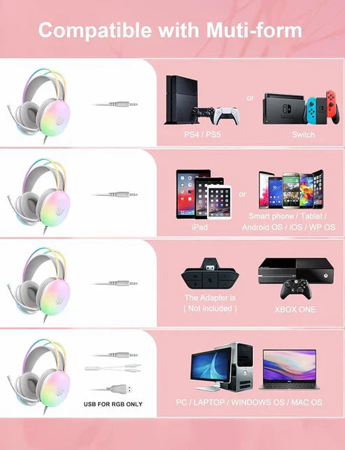 Rainbow Gaming Headphones - Elvoque