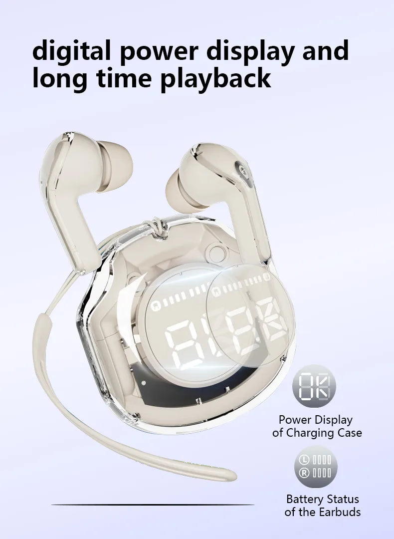 T8 Crystal Wireless Earphones - Transparent (Air 39) - Elvoque